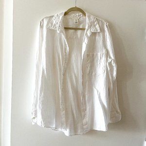 White Linen Long Sleeve Shirt - M